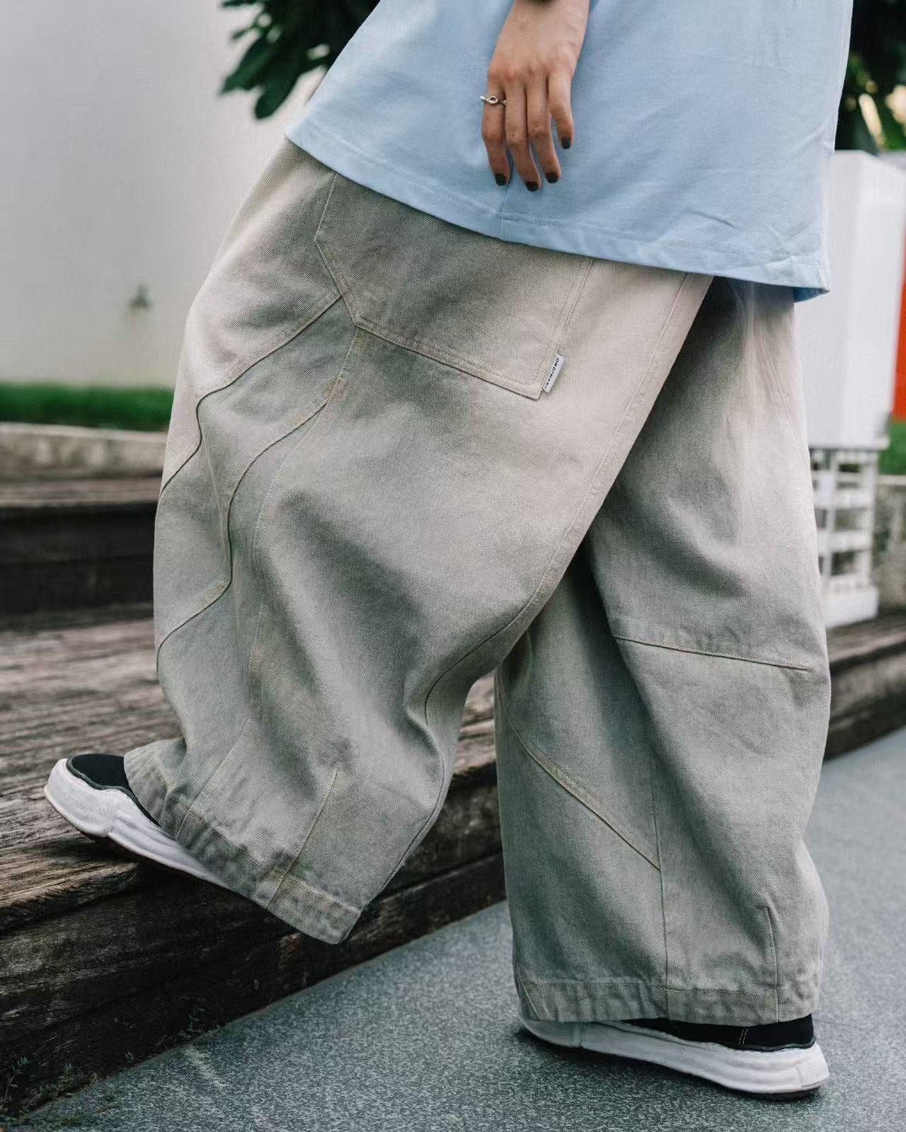 ORDINARY 幾何線條口袋燈籠褲