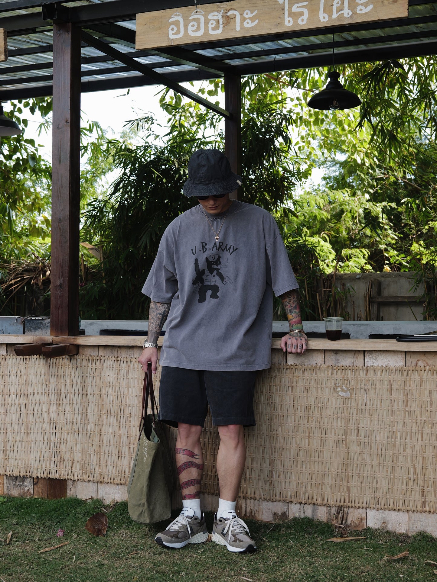 UNBENT 水洗黑貓警長短Tee