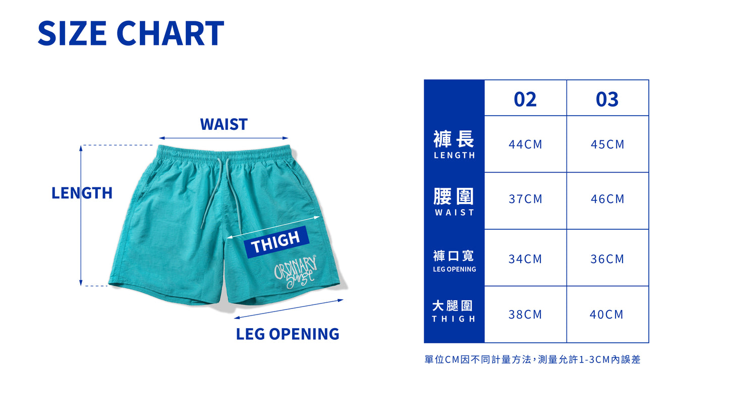 🐳ORDINARY 手繪草寫logo海灘褲