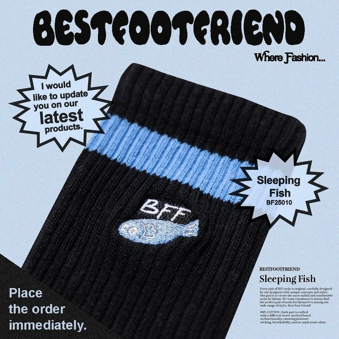 BFF sleeping fish襪仔