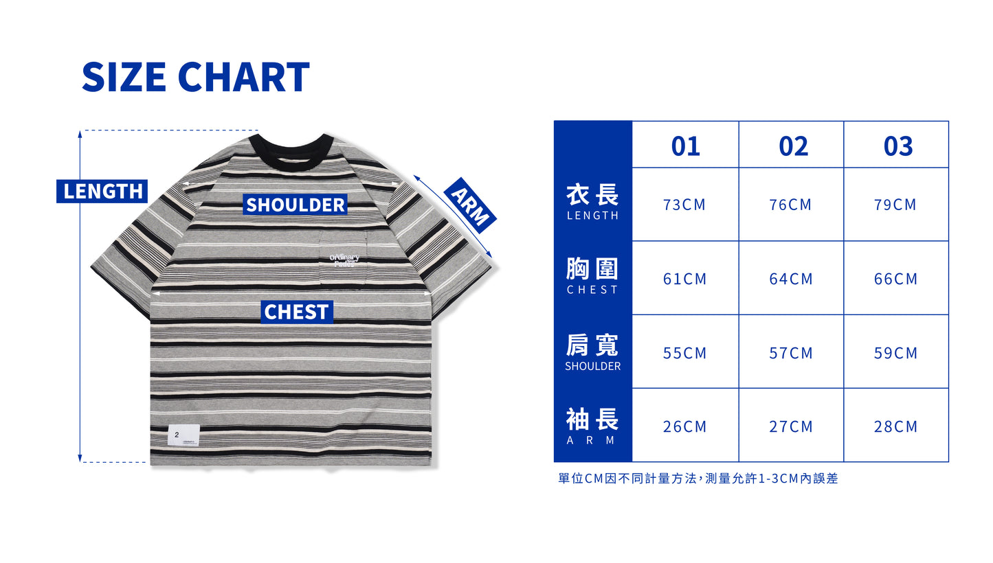 ORDINARY 漸層彩虹口袋間條Tee