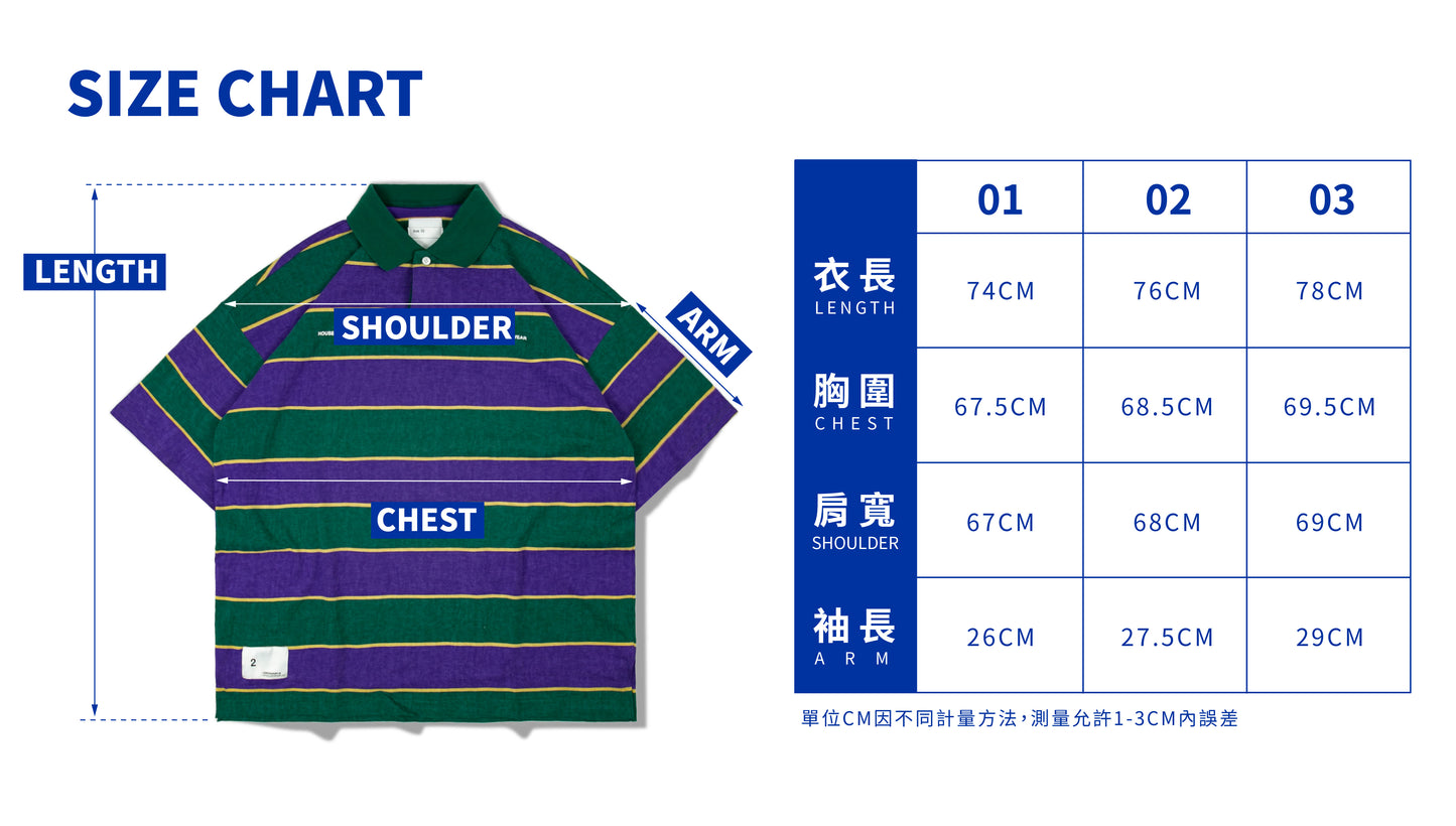 ORDINARY 水洗蠟染橫條POLO衫