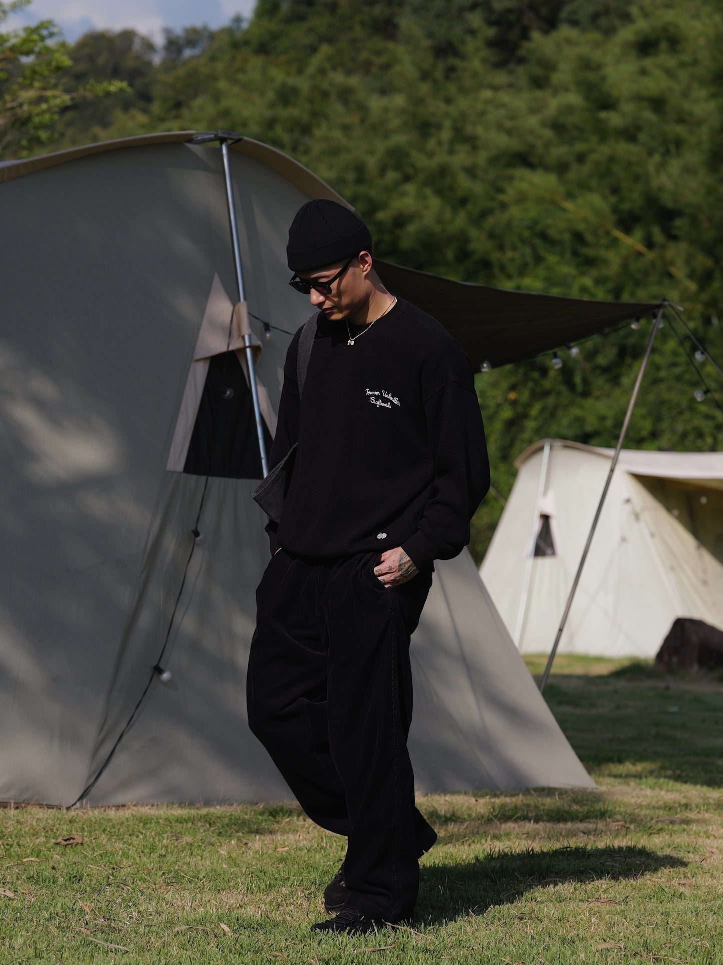 UNBENT 25AW 刺繡華夫格圓領衛衣