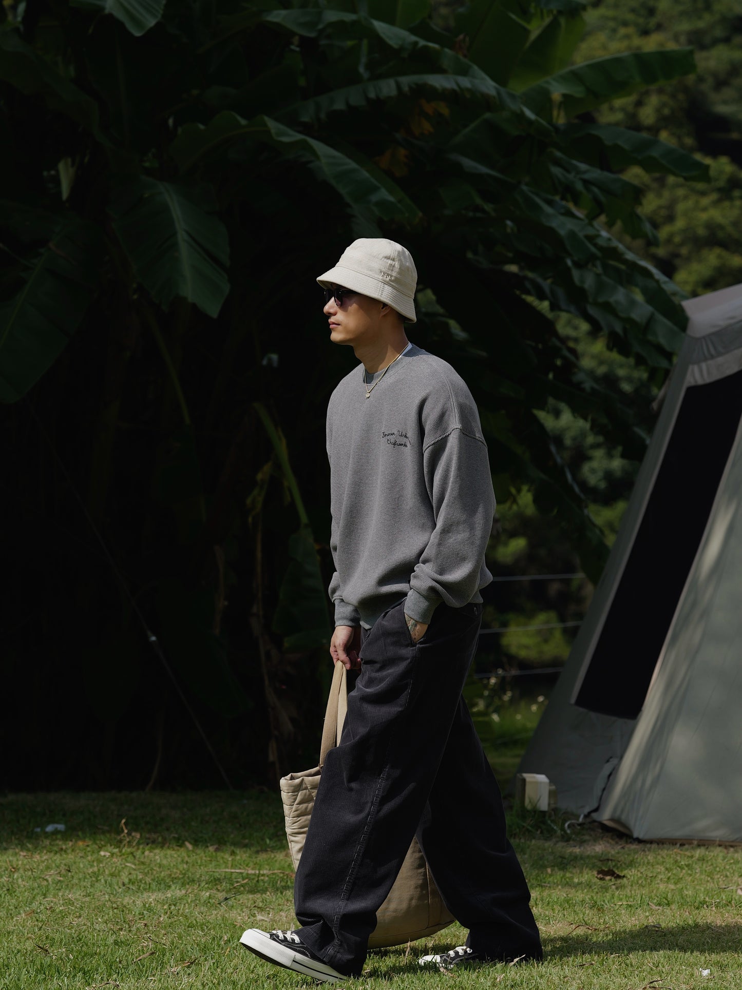 UNBENT 25AW 刺繡華夫格圓領衛衣