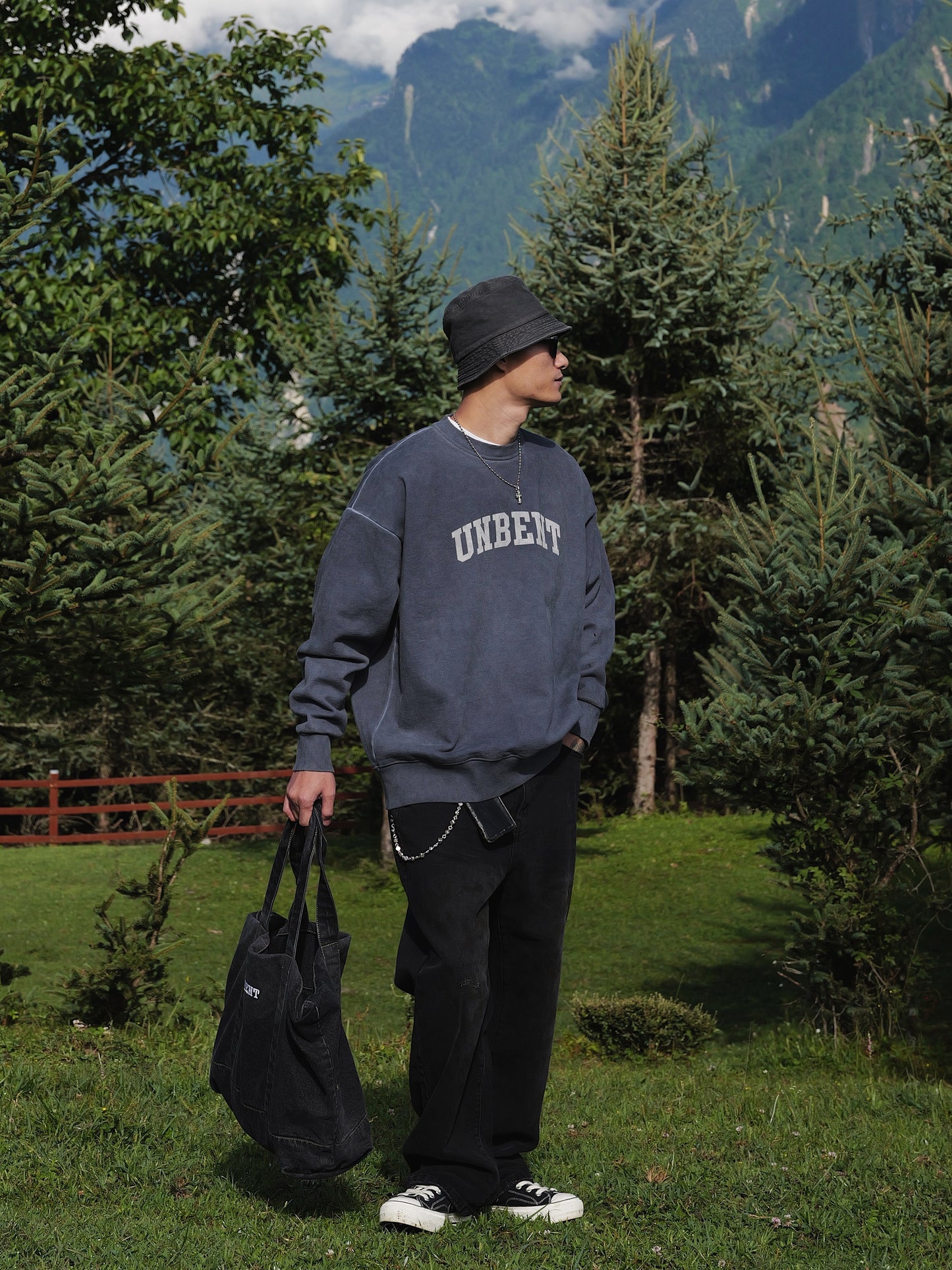 UNBENT 25AW 洗水做舊logo圓領衛衣