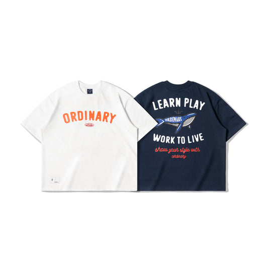 ORDINARY 美式復古鯨魚logo短Tee