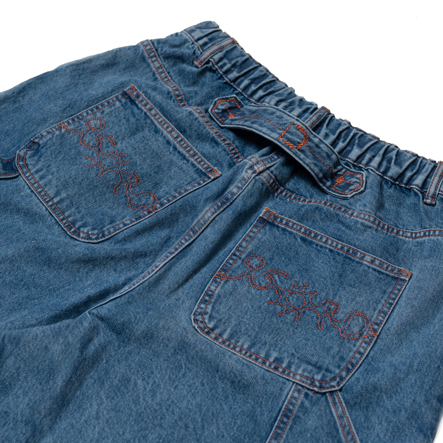 ORDINARY 六分logo水洗牛仔短褲