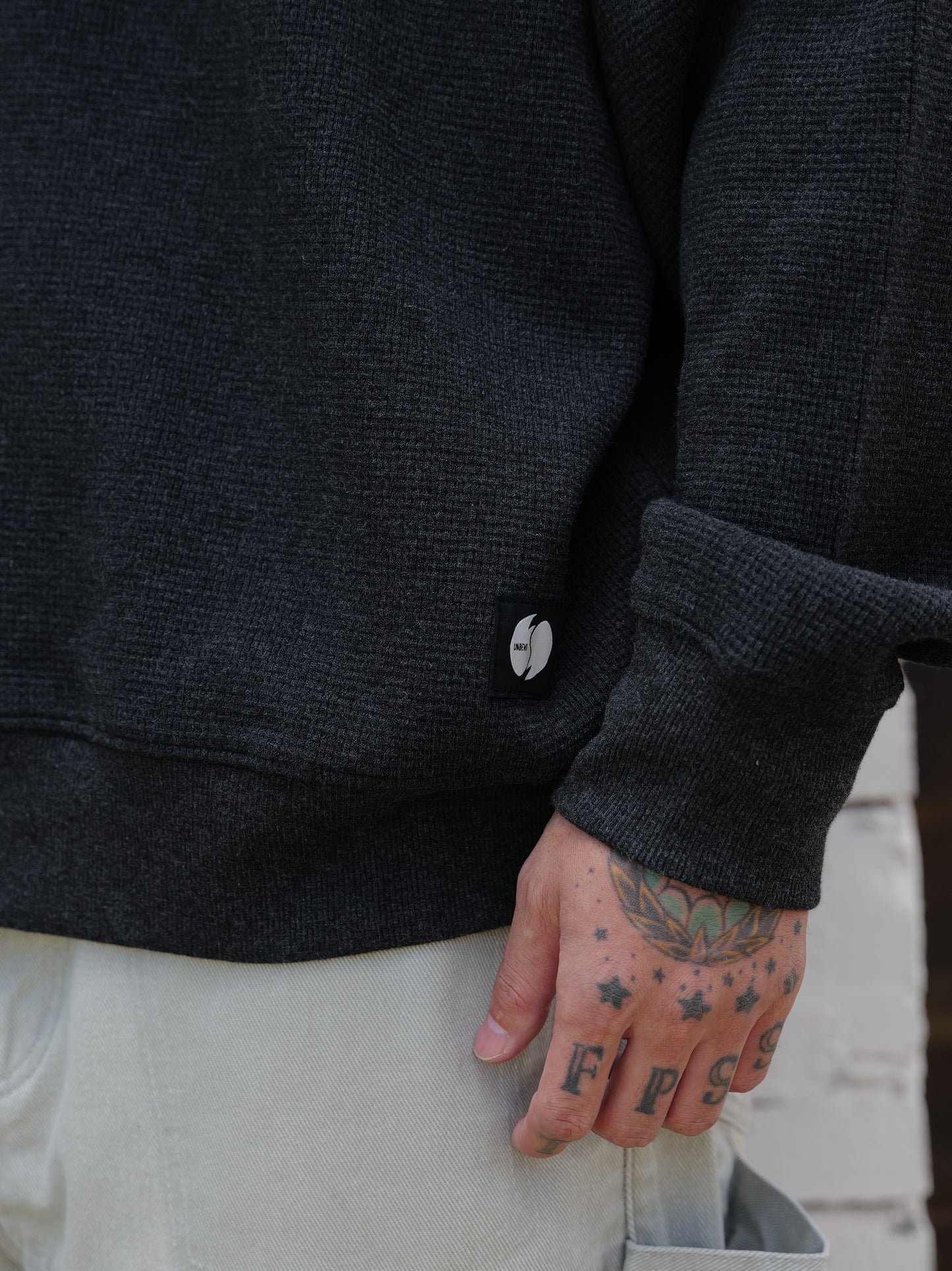 UNBENT 25AW 刺繡華夫格圓領衛衣