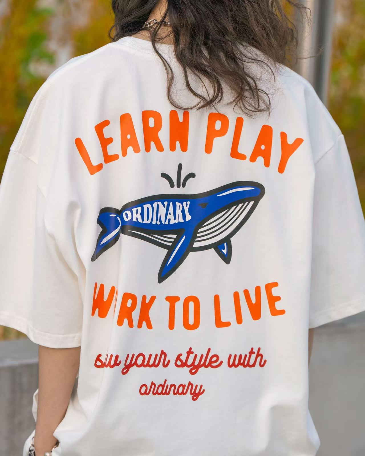 ORDINARY 美式復古鯨魚logo短Tee