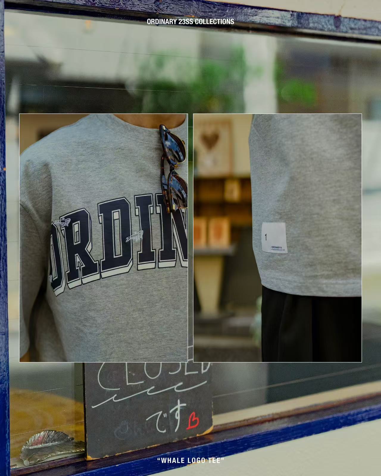 ORDINARY 經典大學字刺繡鯨魚LOGO短tee