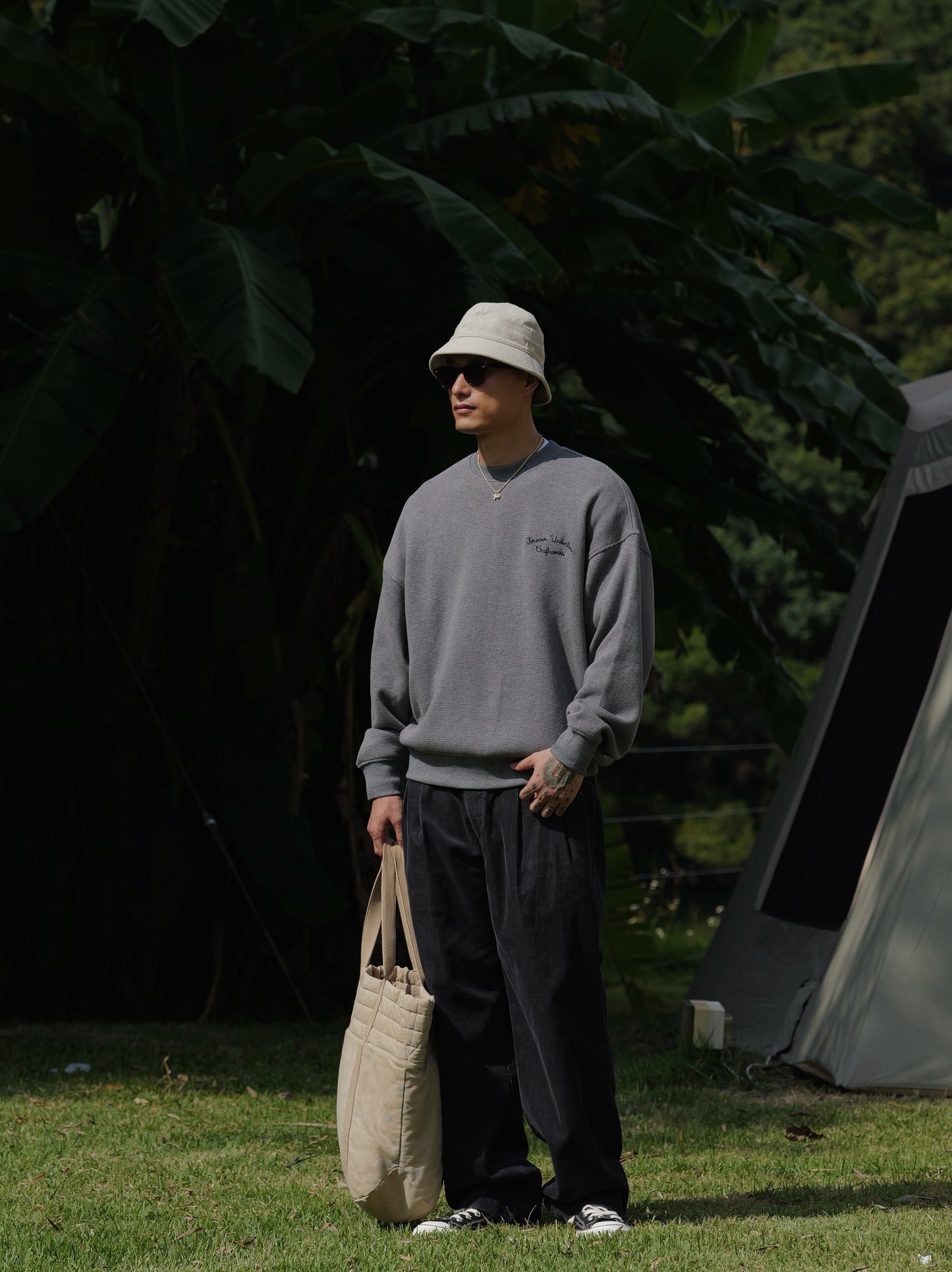 UNBENT 25AW 刺繡華夫格圓領衛衣