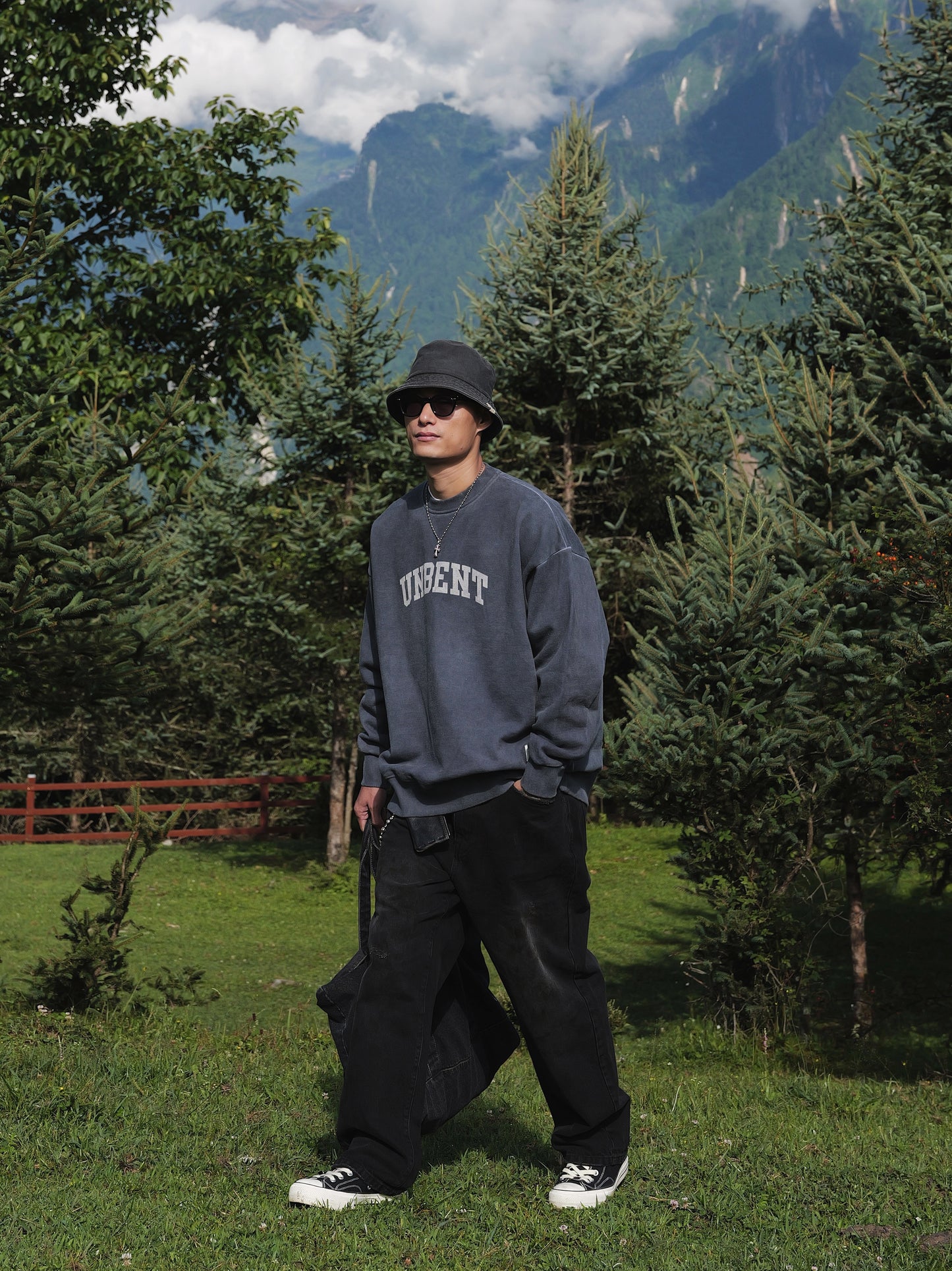 UNBENT 25AW 洗水做舊logo圓領衛衣