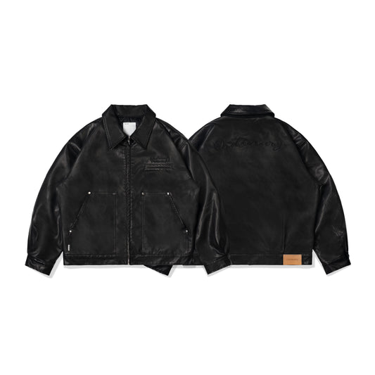 ORDINARY 水洗舊化皮革狩獵外套