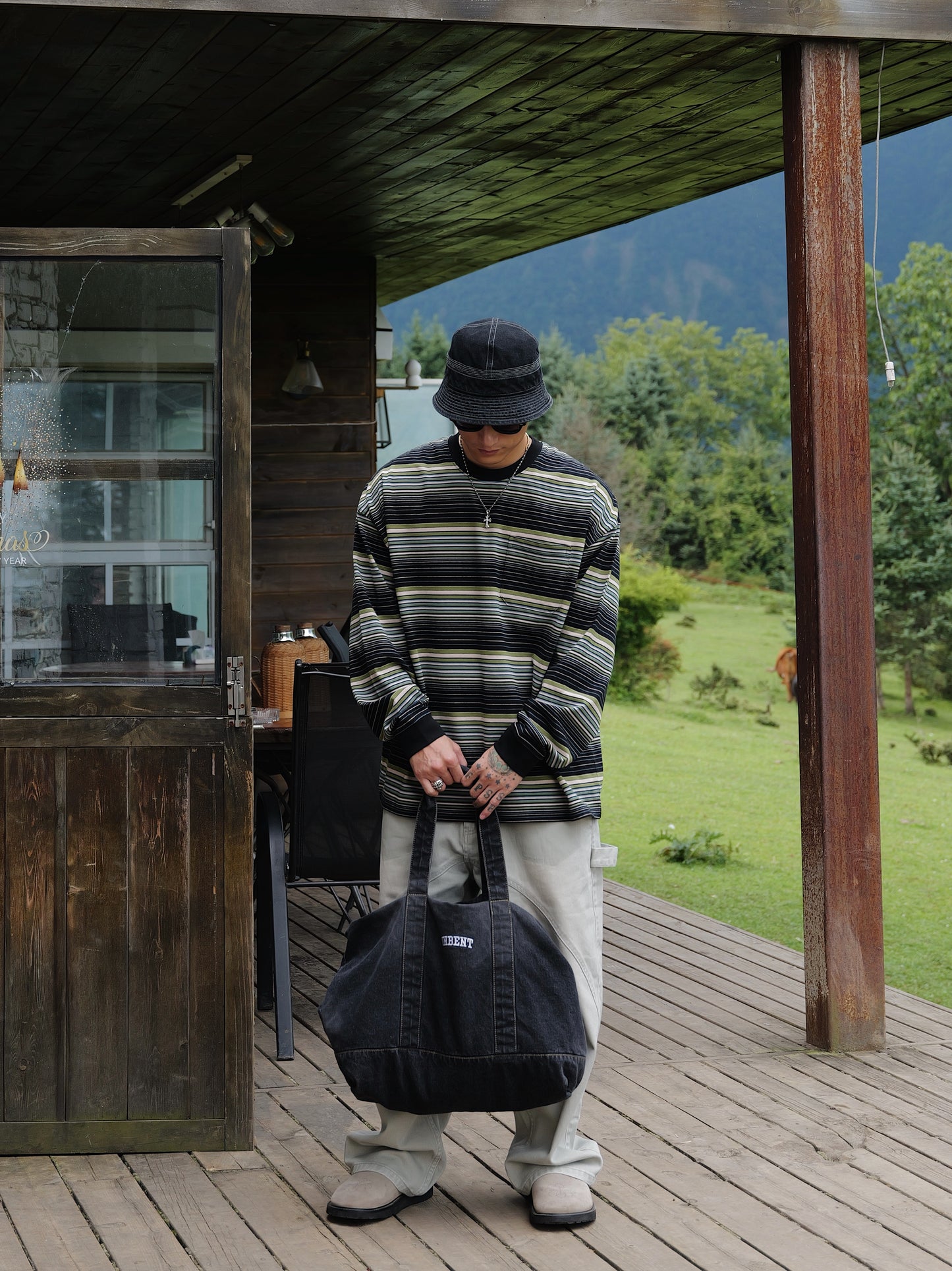 UNBENT 25AW 間條長Tee