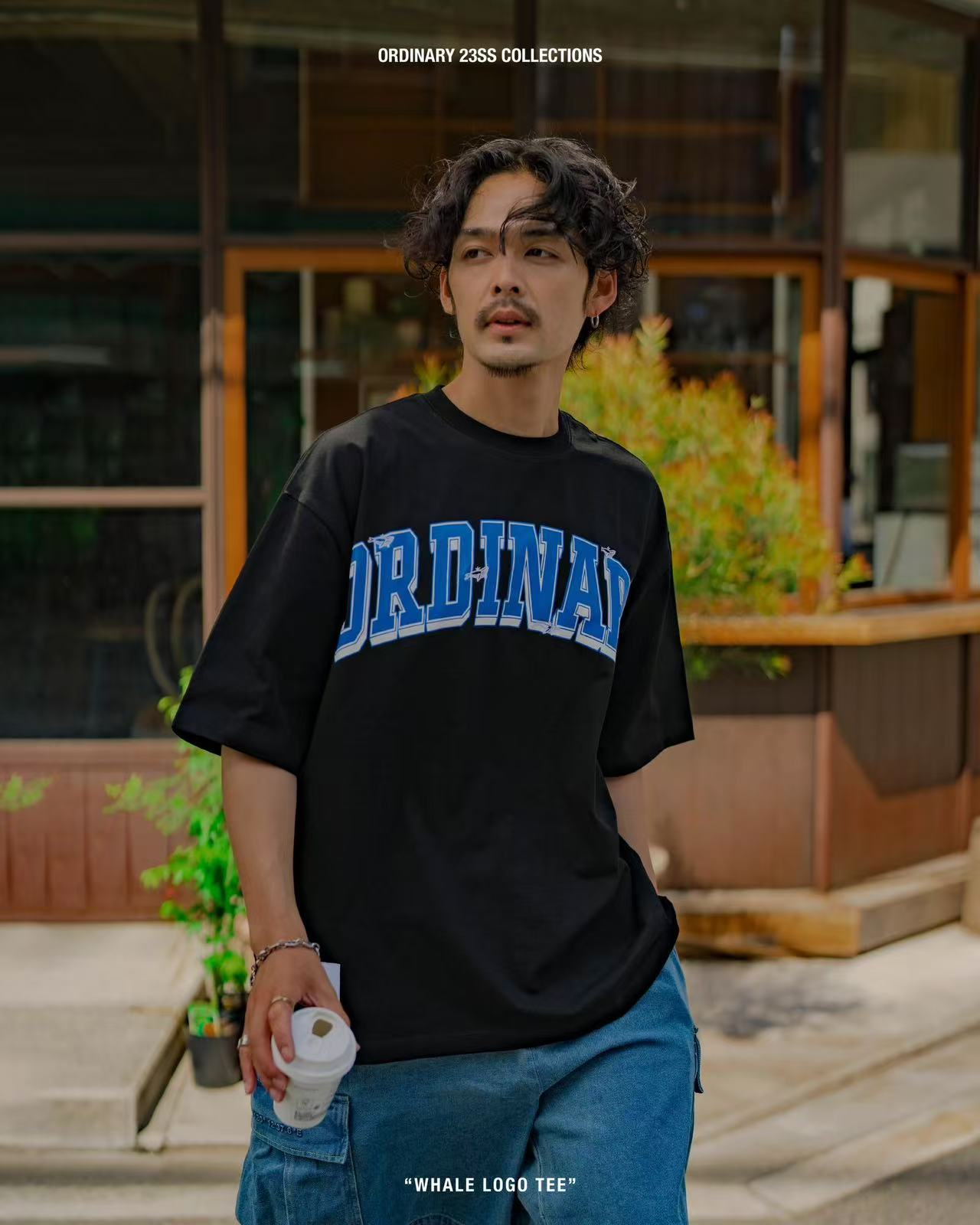 ORDINARY 經典大學字刺繡鯨魚LOGO短tee