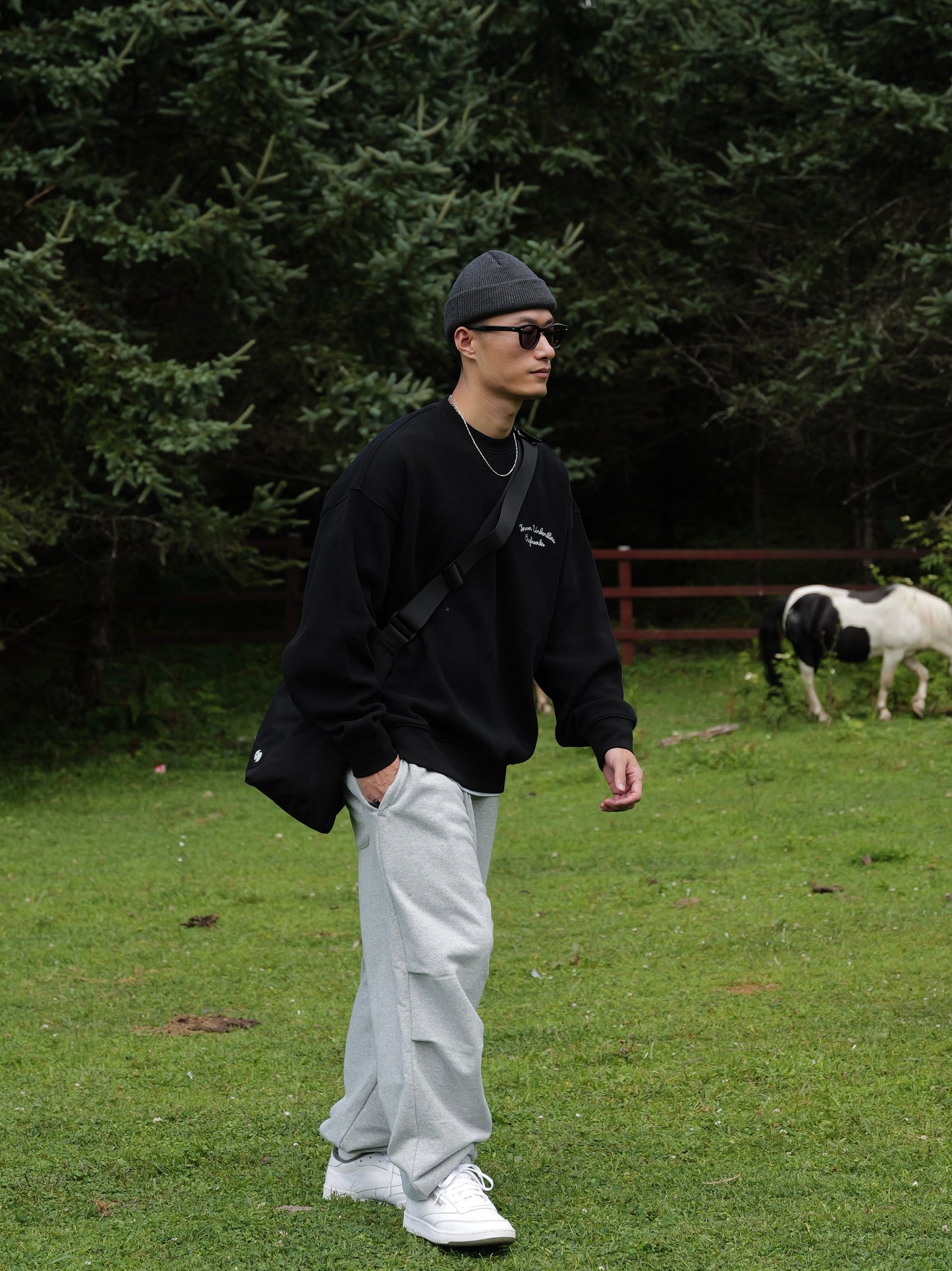 UNBENT 25AW 刺繡華夫格圓領衛衣