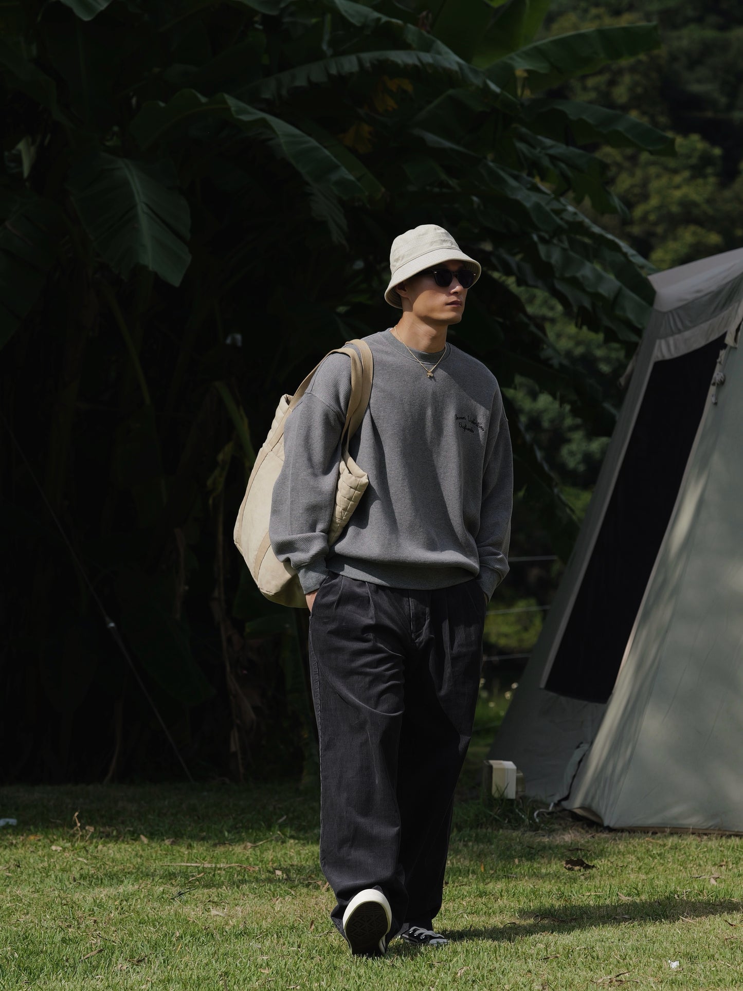 UNBENT 25AW 刺繡華夫格圓領衛衣