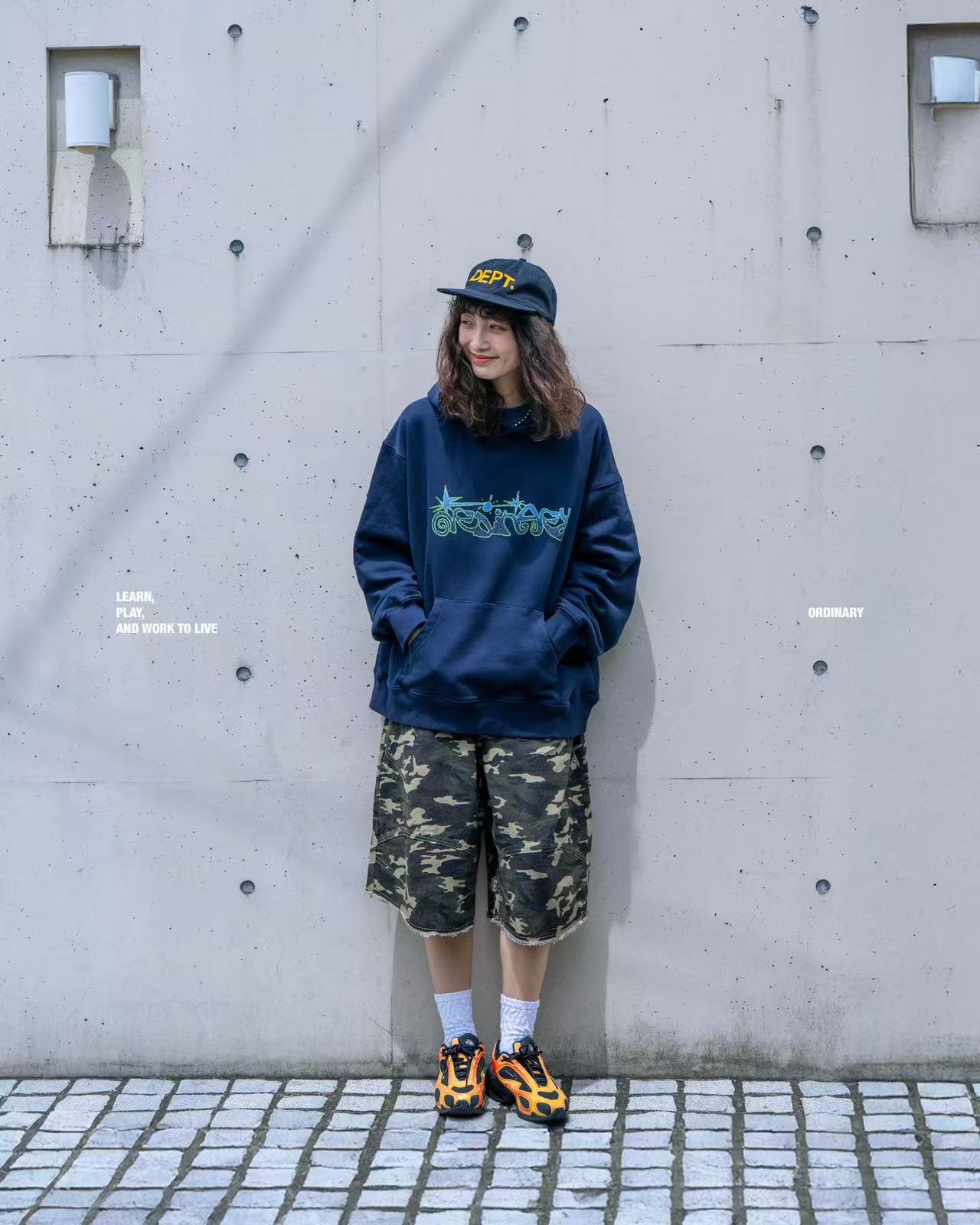 ORDINARY 弧線海星七分丹寧褲