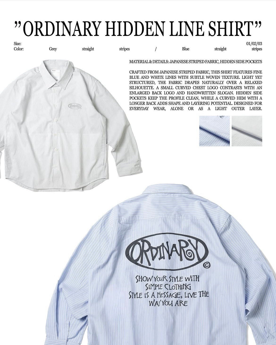 ORDINARY 直紋LOGO襯衫
