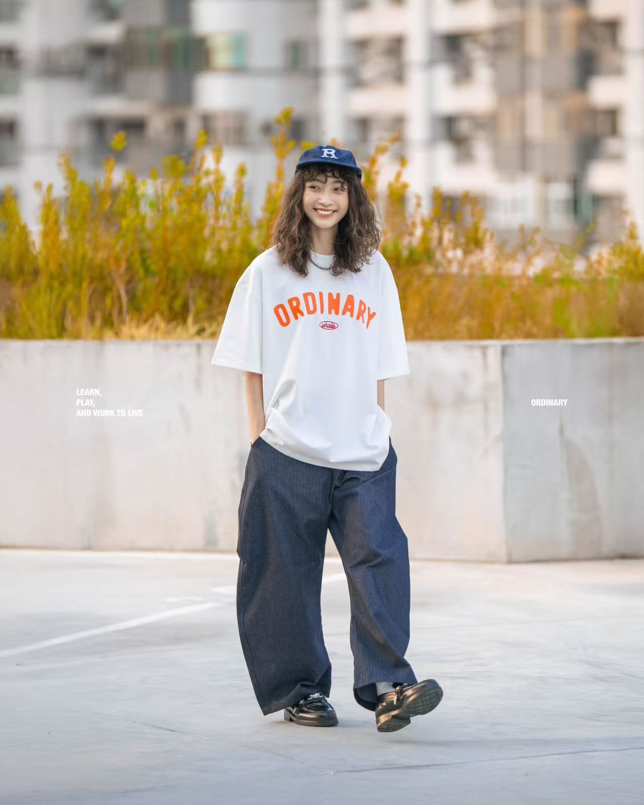 ORDINARY 美式復古鯨魚logo短Tee