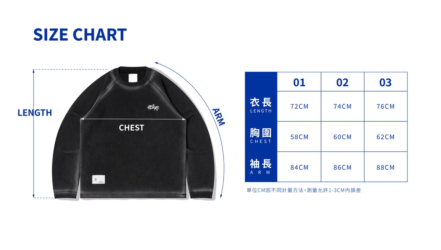 ORDINARY 水洗渲染華夫格長Tee