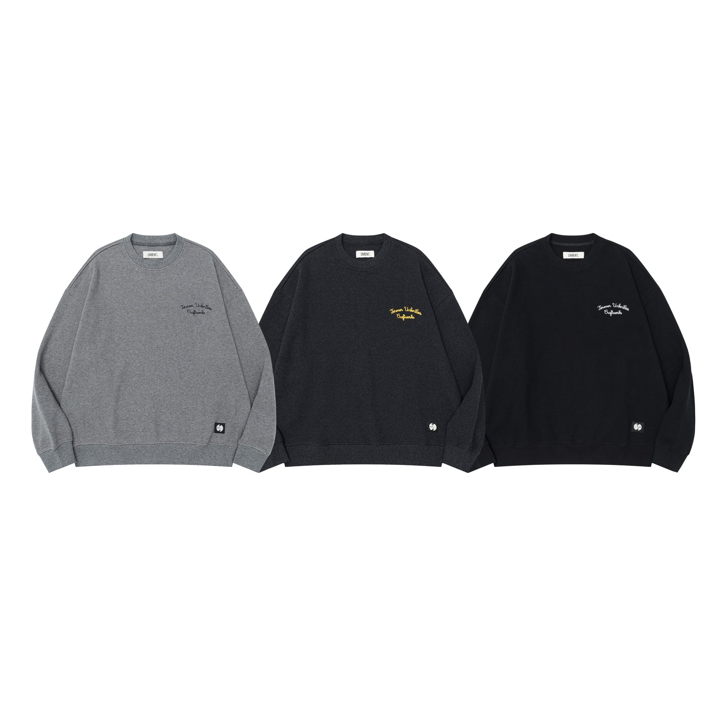 UNBENT 25AW 刺繡華夫格圓領衛衣