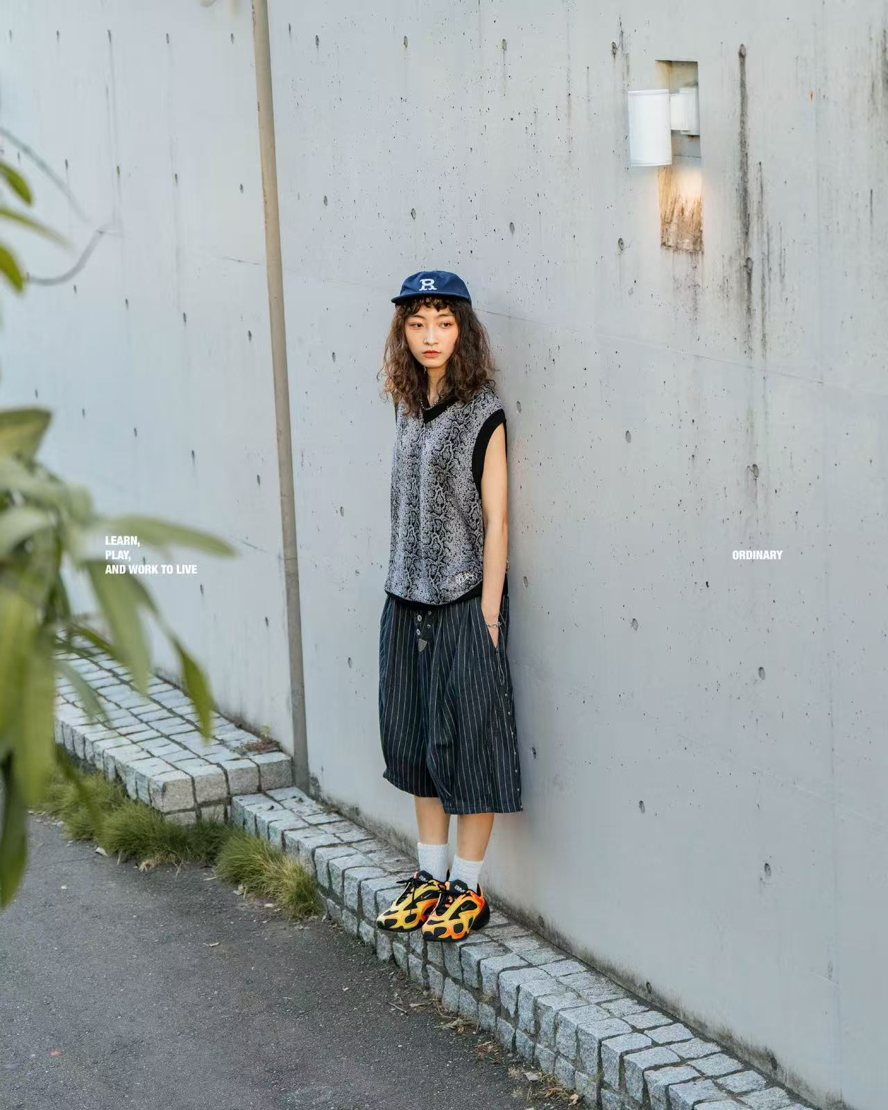 ORDINARY 直紋牛仔鉚釘七分褲