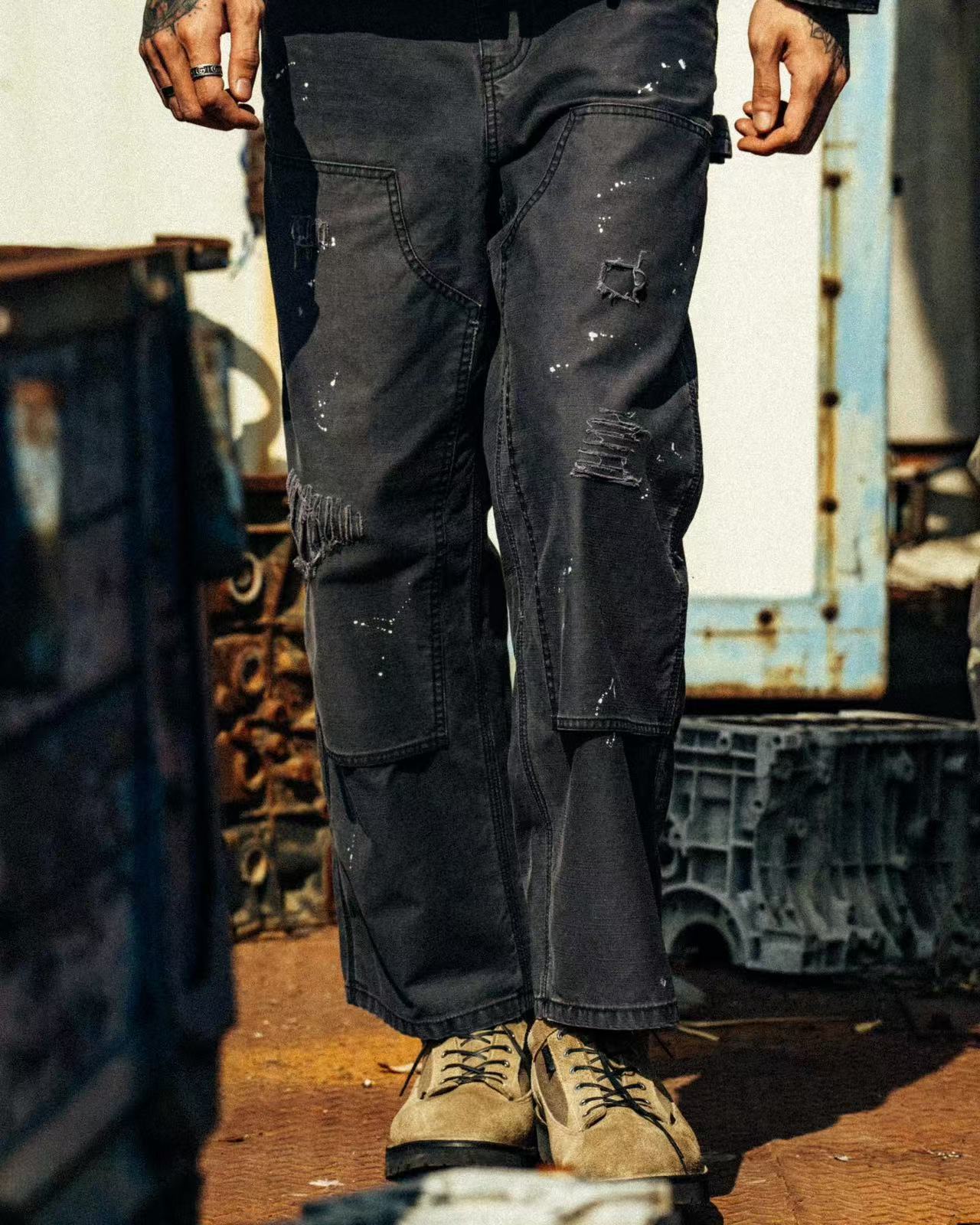 ORDINARY DISTRESSED PAINT SPLATTER PANTS