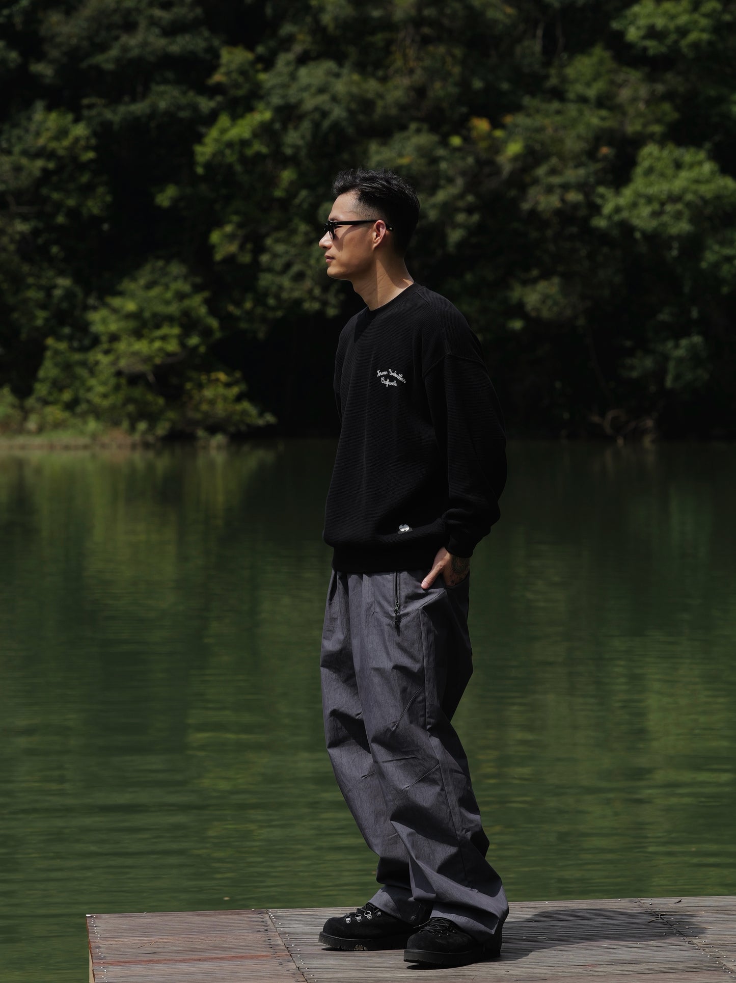 UNBENT 25AW 刺繡華夫格圓領衛衣