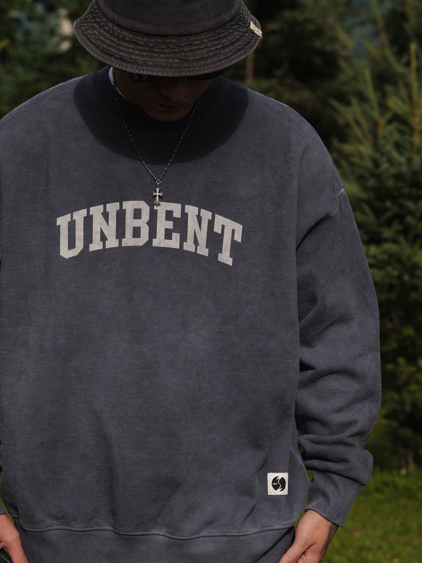 UNBENT 25AW 洗水做舊logo圓領衛衣