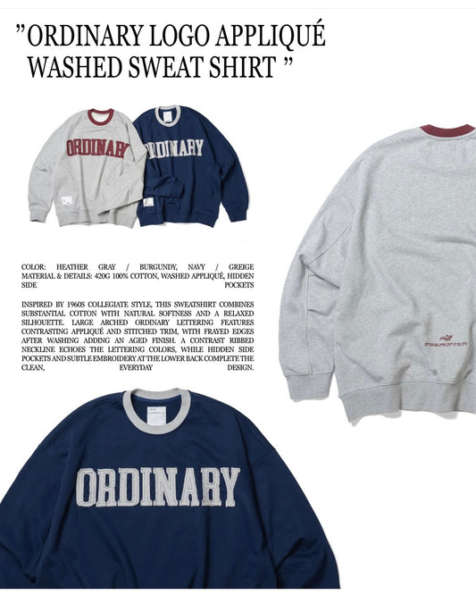 ORDINARY 水洗滾邊貼布LOGO衛衣